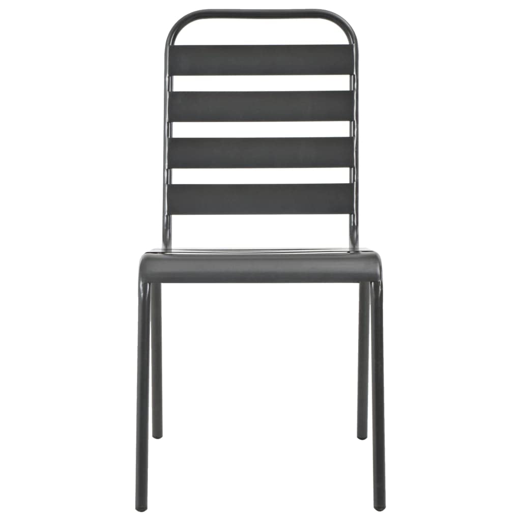 Dark Grey Powder-Coated Steel Stacking Outdoor Chairs 4-Pack C367