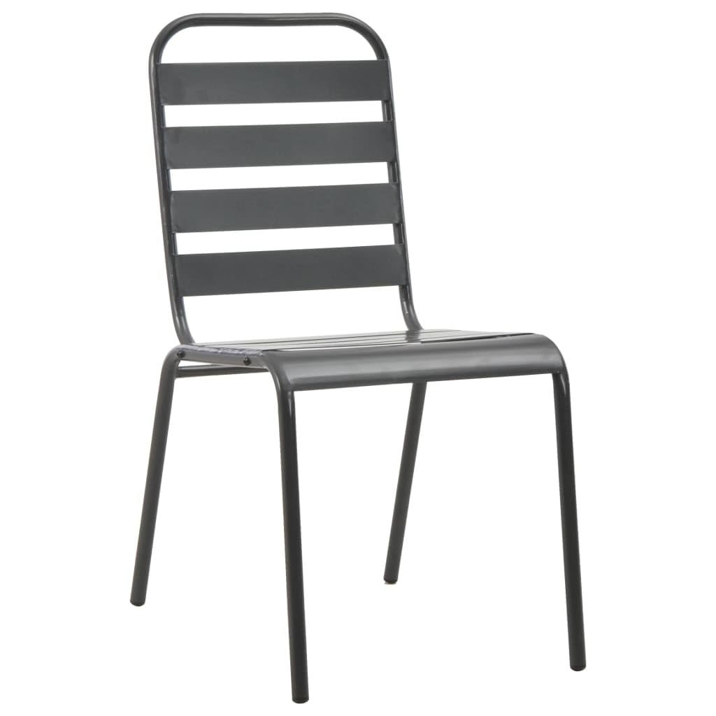Dark Grey Powder-Coated Steel Stacking Outdoor Chairs 4-Pack C367