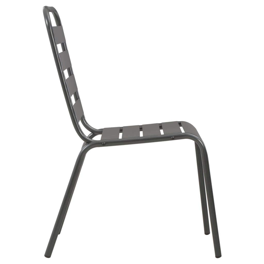 Dark Grey Powder-Coated Steel Stacking Outdoor Chairs 4-Pack C367