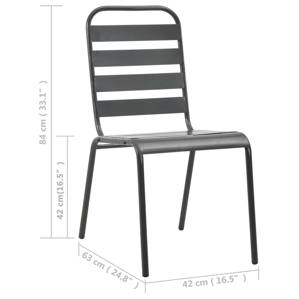 Dark Grey Powder-Coated Steel Stacking Outdoor Chairs 4-Pack C367