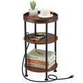 Small Round 3-Tier Side Table with Charging Station V400167