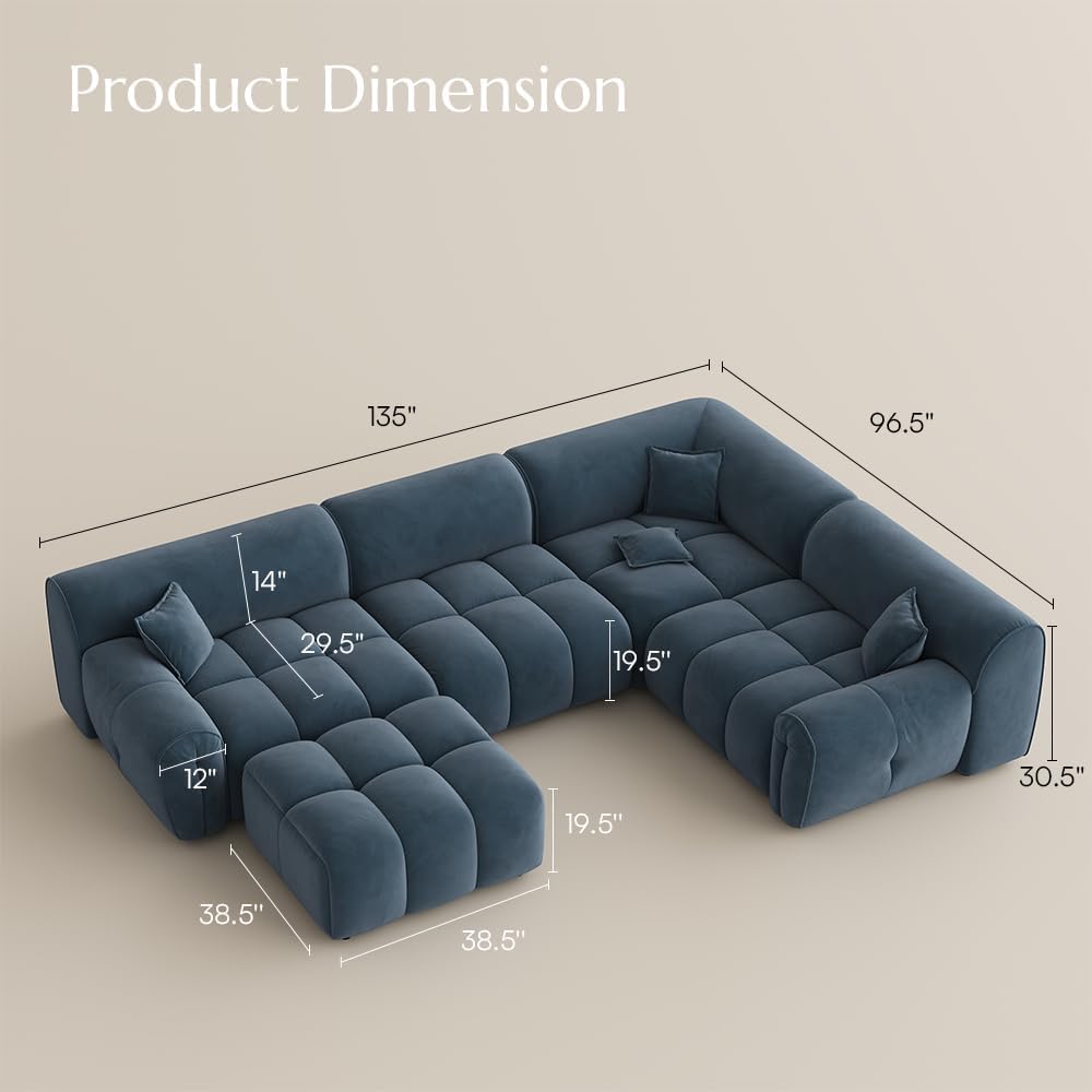 Oversized U-Shaped Sectional Sofa with Ottoman I84472