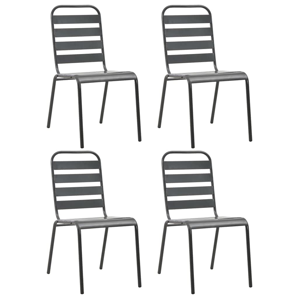 Dark Grey Powder-Coated Steel Stacking Outdoor Chairs 4-Pack C367