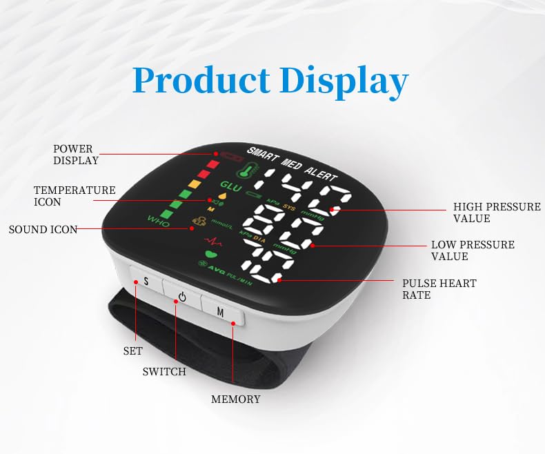Rechargeable Wrist Blood Pressure Monitor with Adjustable Cuff Q20014