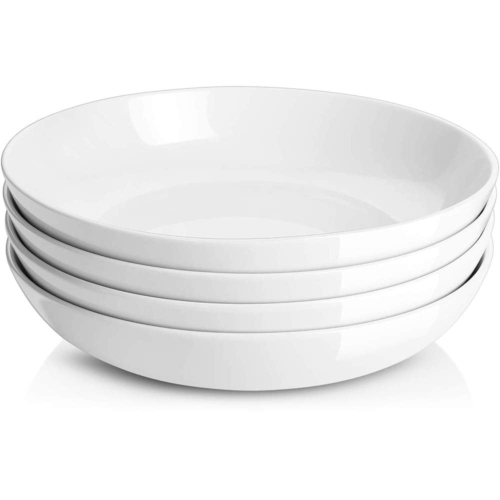 9.75" White Ceramic Pasta Bowls Set of 4 S660125