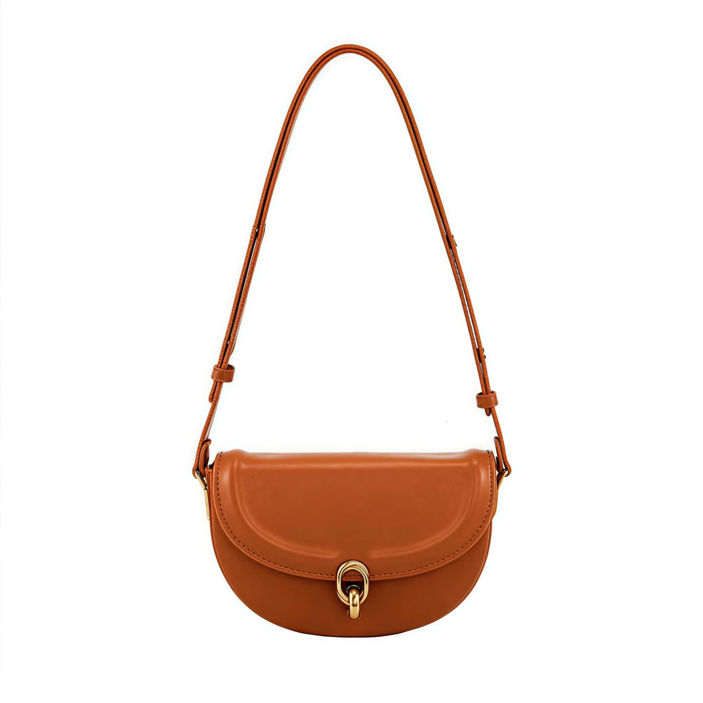 Small Vintage Leather Crossbody Saddle Bag U7925