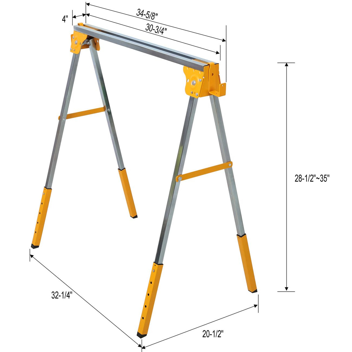 2 Pack Adjustable Height Folding Steel Sawhorse W711127