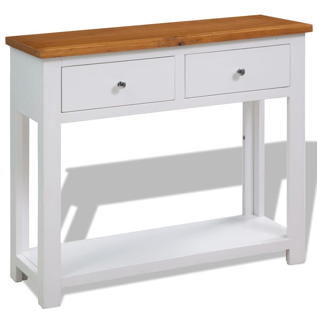 Rustic Oak Acacia Wood Console Table 2 Drawers R442