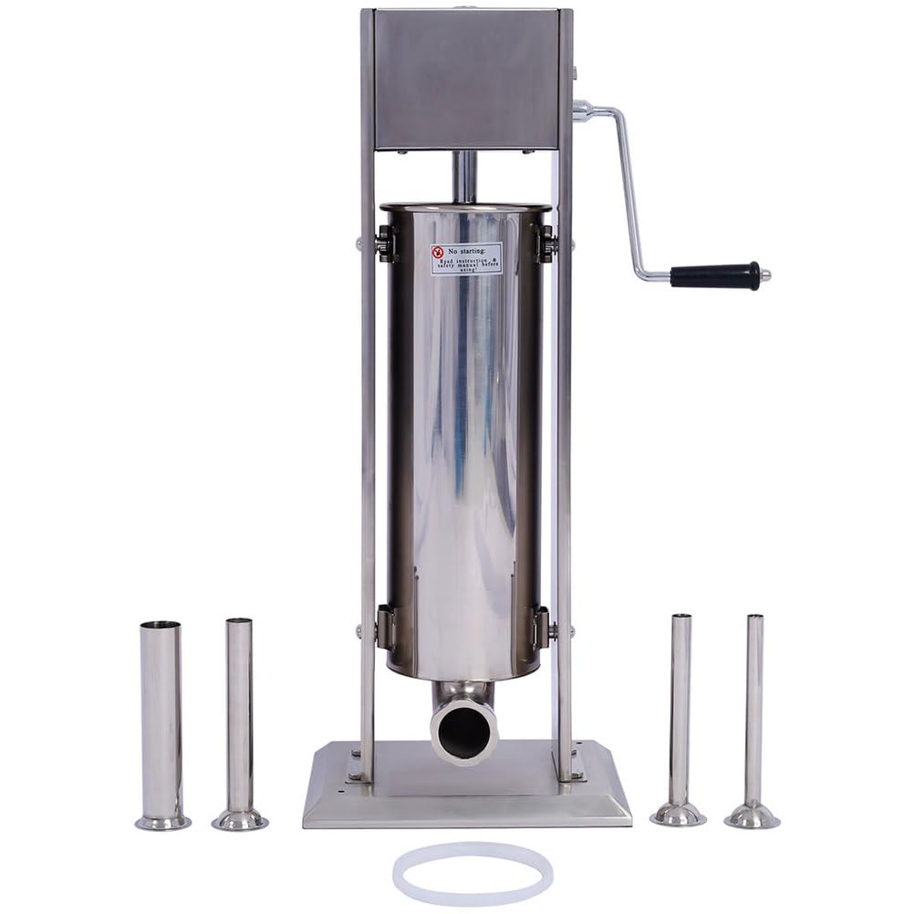 7L Stainless Steel Vertical Sausage Stuffer with 4 Stuffing Tubes T61107