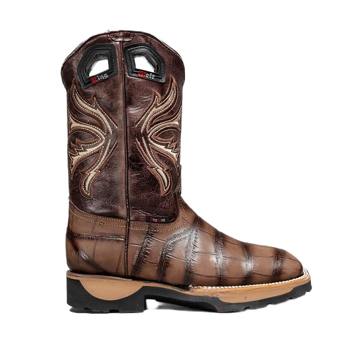 Genuine Leather Alligator Skin Print Western Work Boots P9836