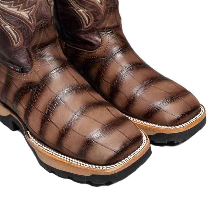 Genuine Leather Alligator Skin Print Western Work Boots P9836