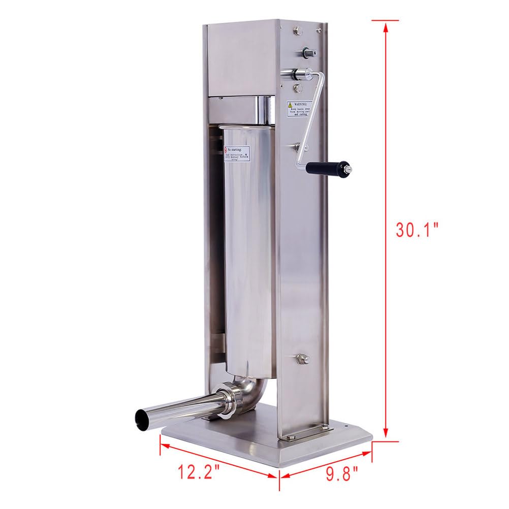 7L Stainless Steel Vertical Sausage Stuffer with 4 Stuffing Tubes T61107