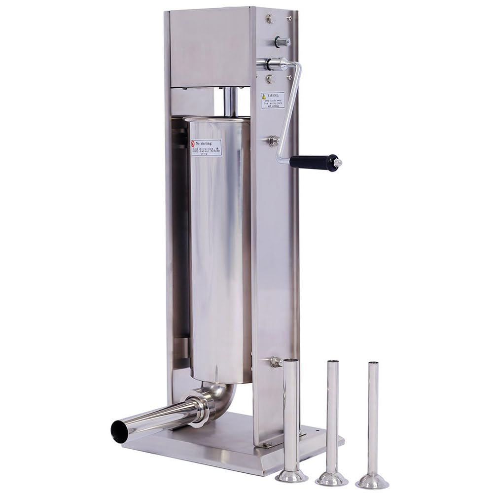 7L Stainless Steel Vertical Sausage Stuffer with 4 Stuffing Tubes T61107