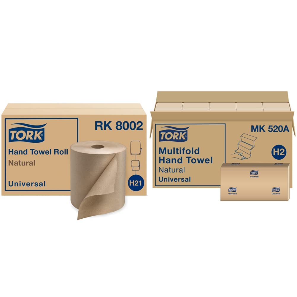 Paper Hand Towel Roll Natural H21 (6 Rolls) and Multifold Hand Towel Natural H2 (16 Packs) Y6884