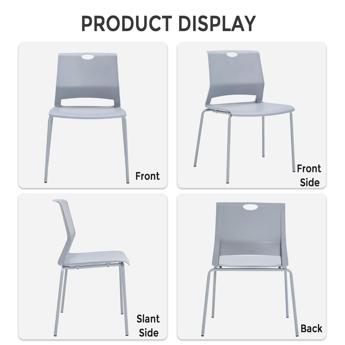 Grey Stack Chairs Set of 4 with Metal Legs F1705