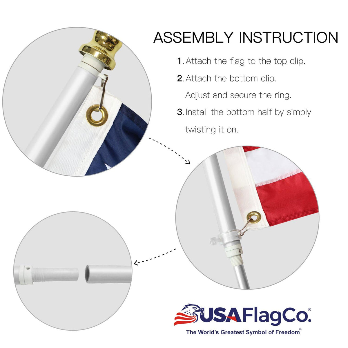 Flag Pole and Bracket Kit Brushed Aluminum Y3949