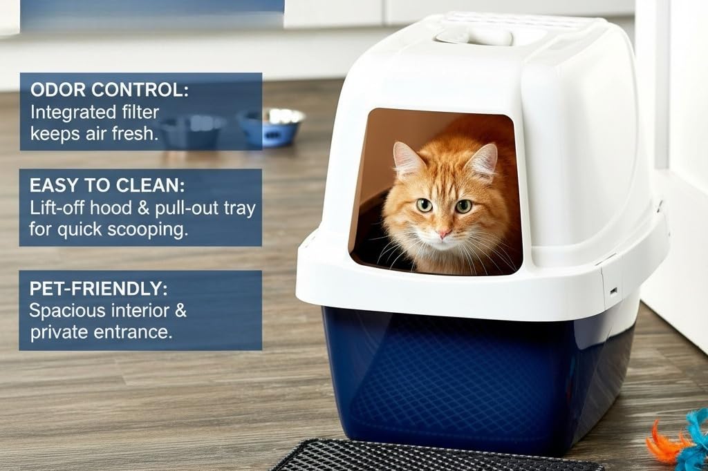 Extra-Large Enclosed Hooded Cat Litter Box W5780