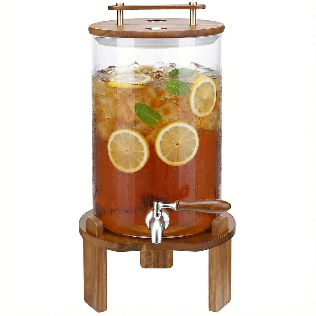 2.1 Gallon Glass Beverage Dispenser with Stand and Stainless Steel Spigot U243044