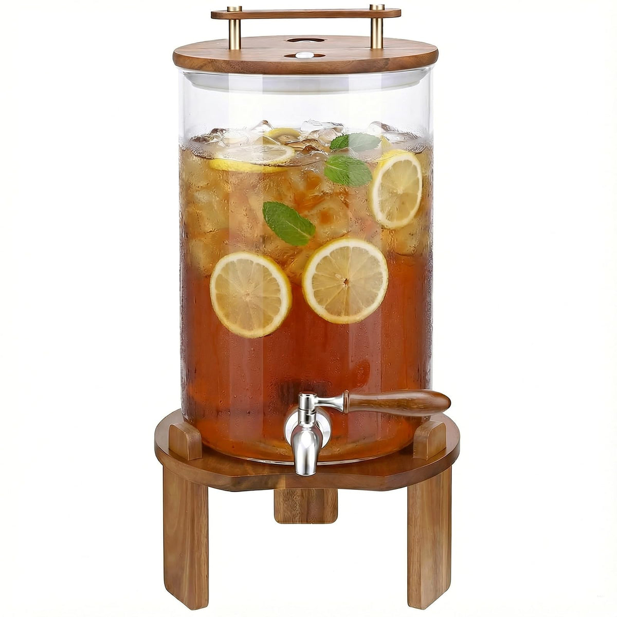 2.1 Gallon Glass Beverage Dispenser with Stand and Stainless Steel Spigot U243044
