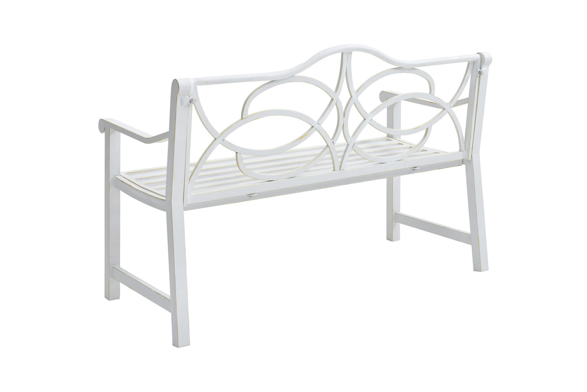 50" Outdoor Metal Park Bench with Backrest and Armrest I649