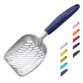 Aluminum Alloy Cat Litter Scoop with Long Handle, Medium Size, Blue Handle V83992