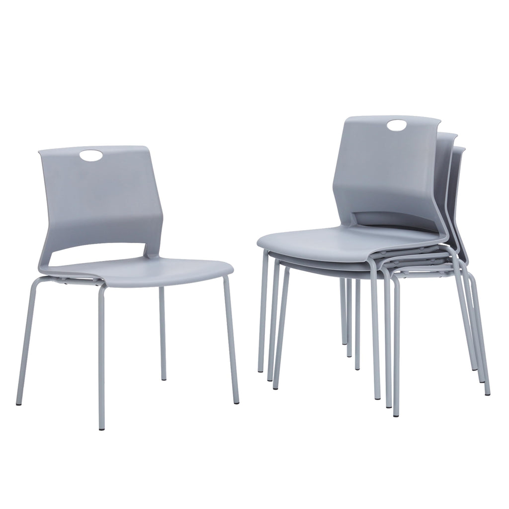 Grey Stack Chairs Set of 4 with Metal Legs F1705