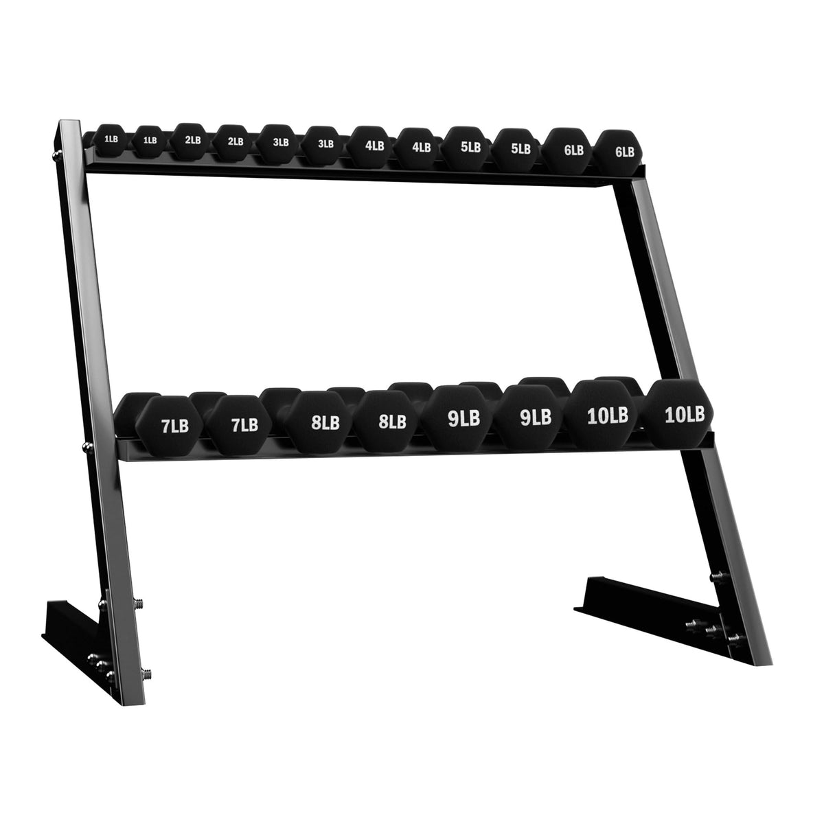 Neoprene Coated Iron Dumbbell Set with Stand I740735