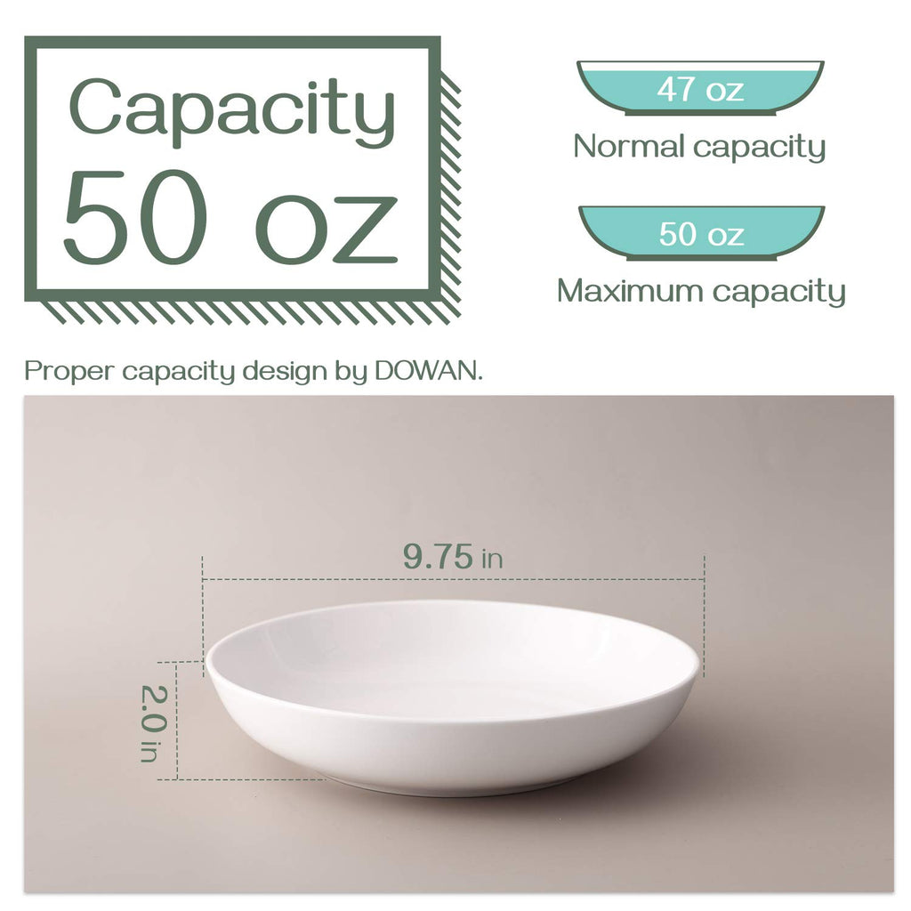 9.75" White Ceramic Pasta Bowls Set of 4 S660125