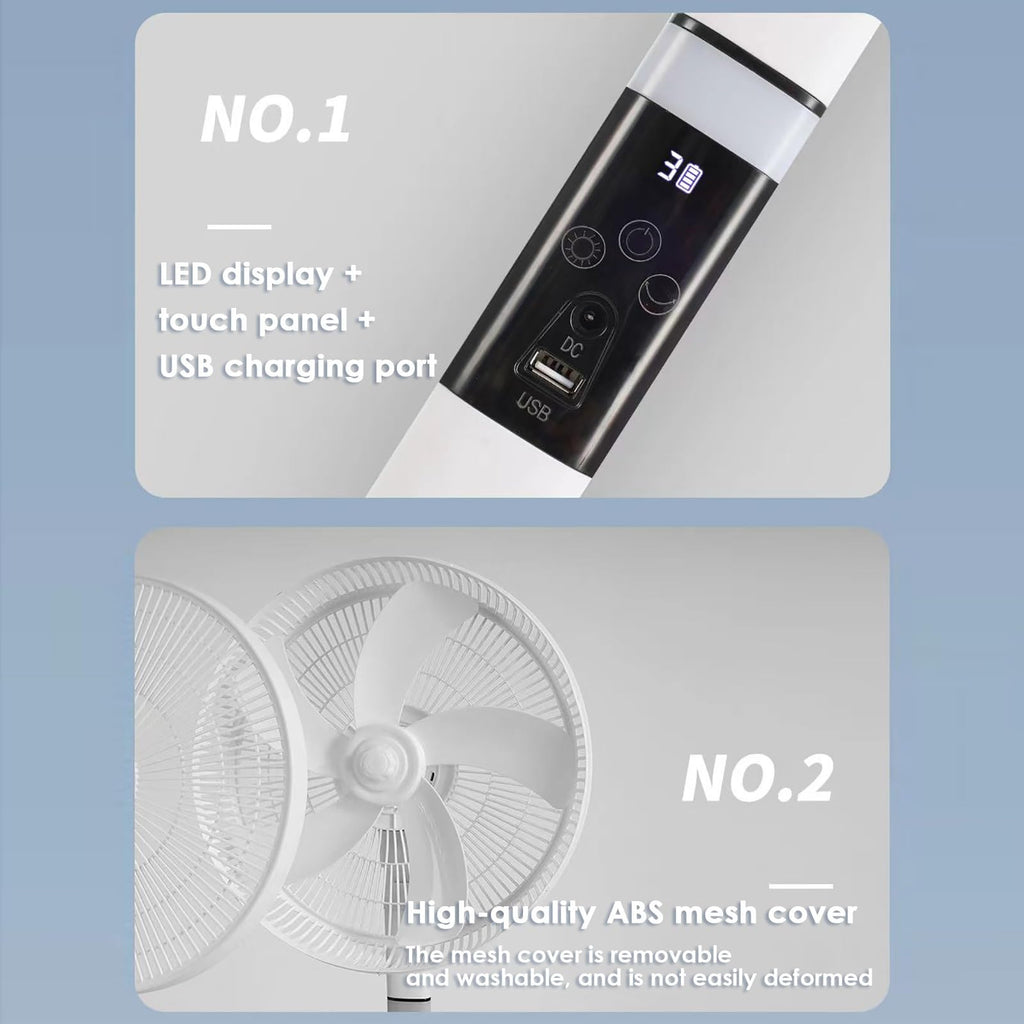 16 in Portable Rechargeable Oscillating Standing Fan H528510