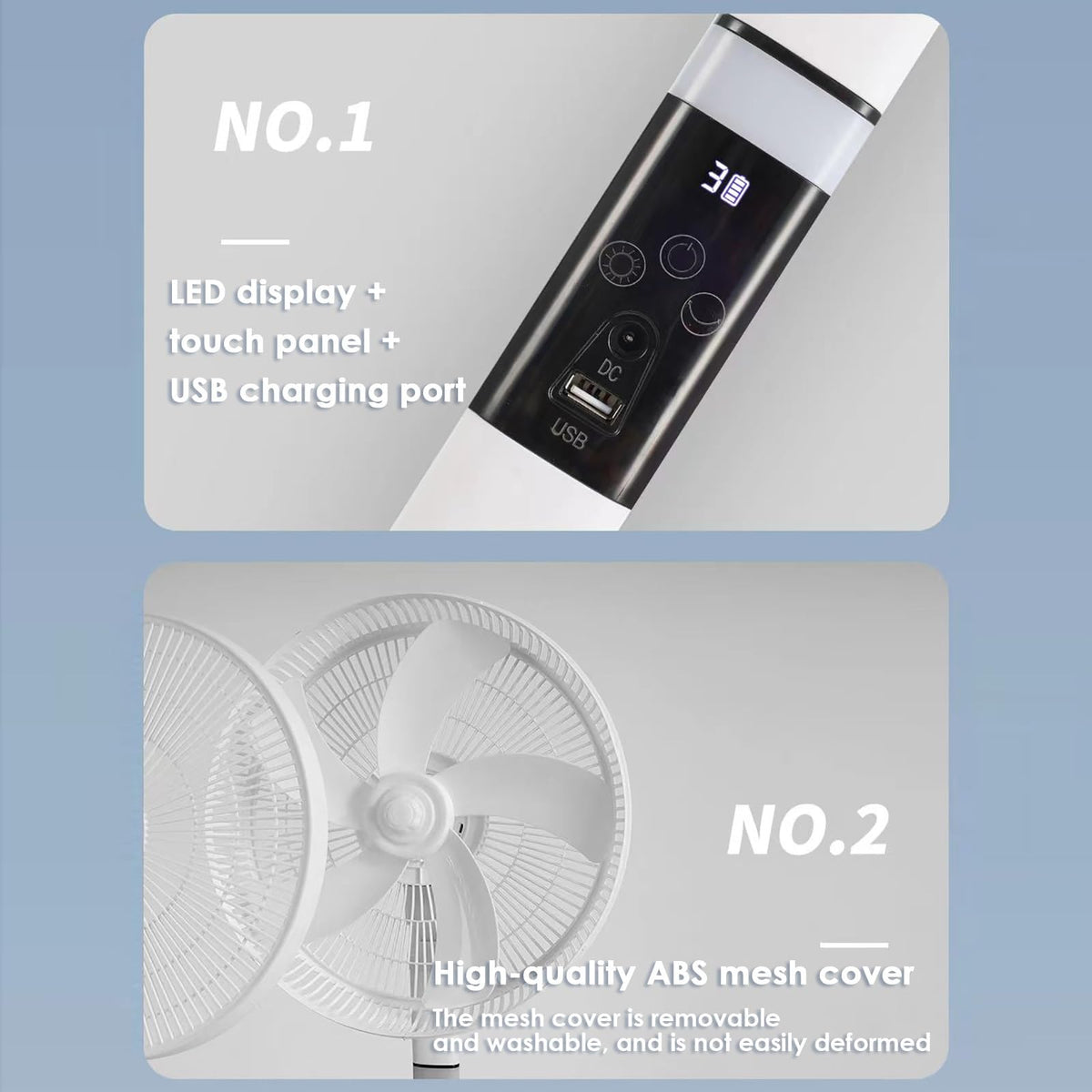 16 in Portable Rechargeable Oscillating Standing Fan H528510
