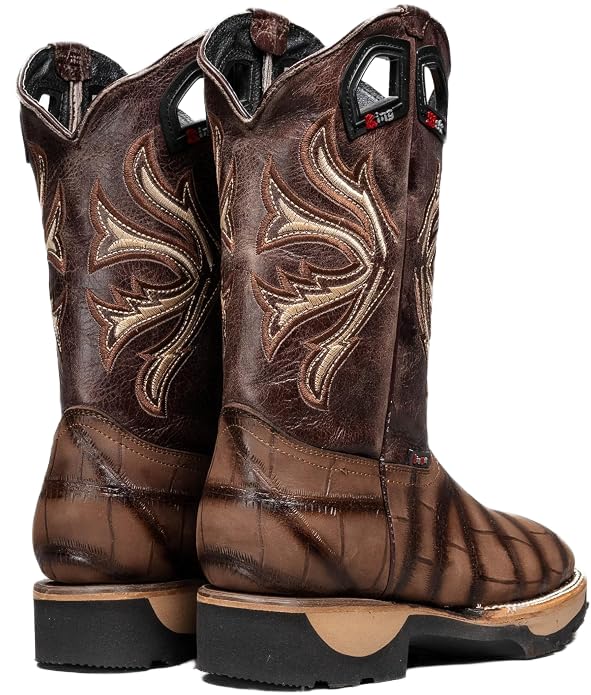 Genuine Leather Alligator Skin Print Western Work Boots P9836