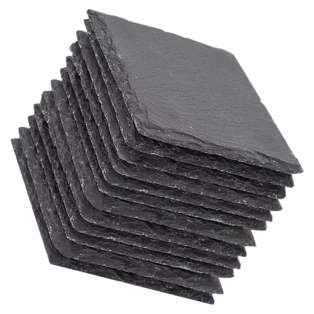 Black 12pcs Natural Stone Cup Coaster Set S24882