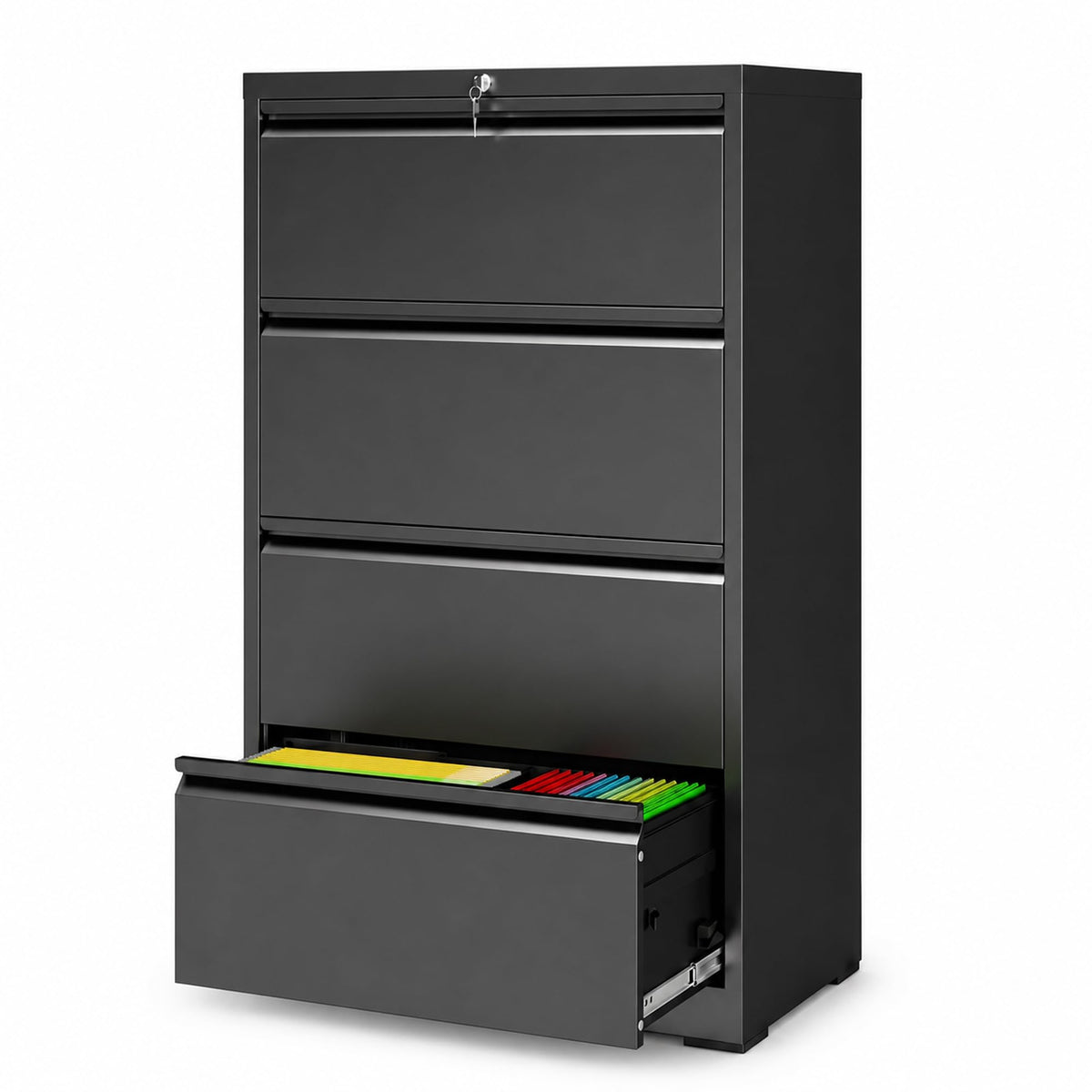 4 Drawer Black Metal File Cabinet with Lock I71432