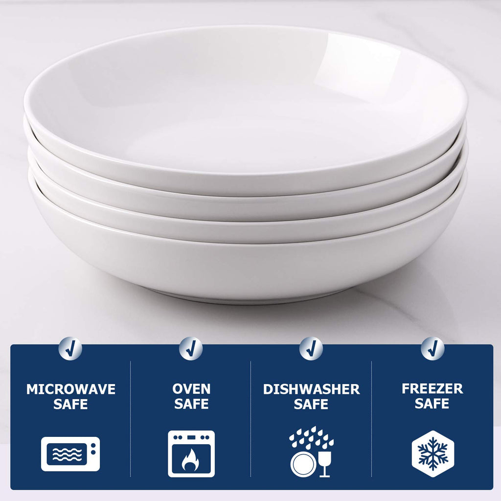 9.75" White Ceramic Pasta Bowls Set of 4 S660125