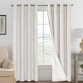 100% Blackout Linen Curtains 84" L 2 Panels Ivory E922