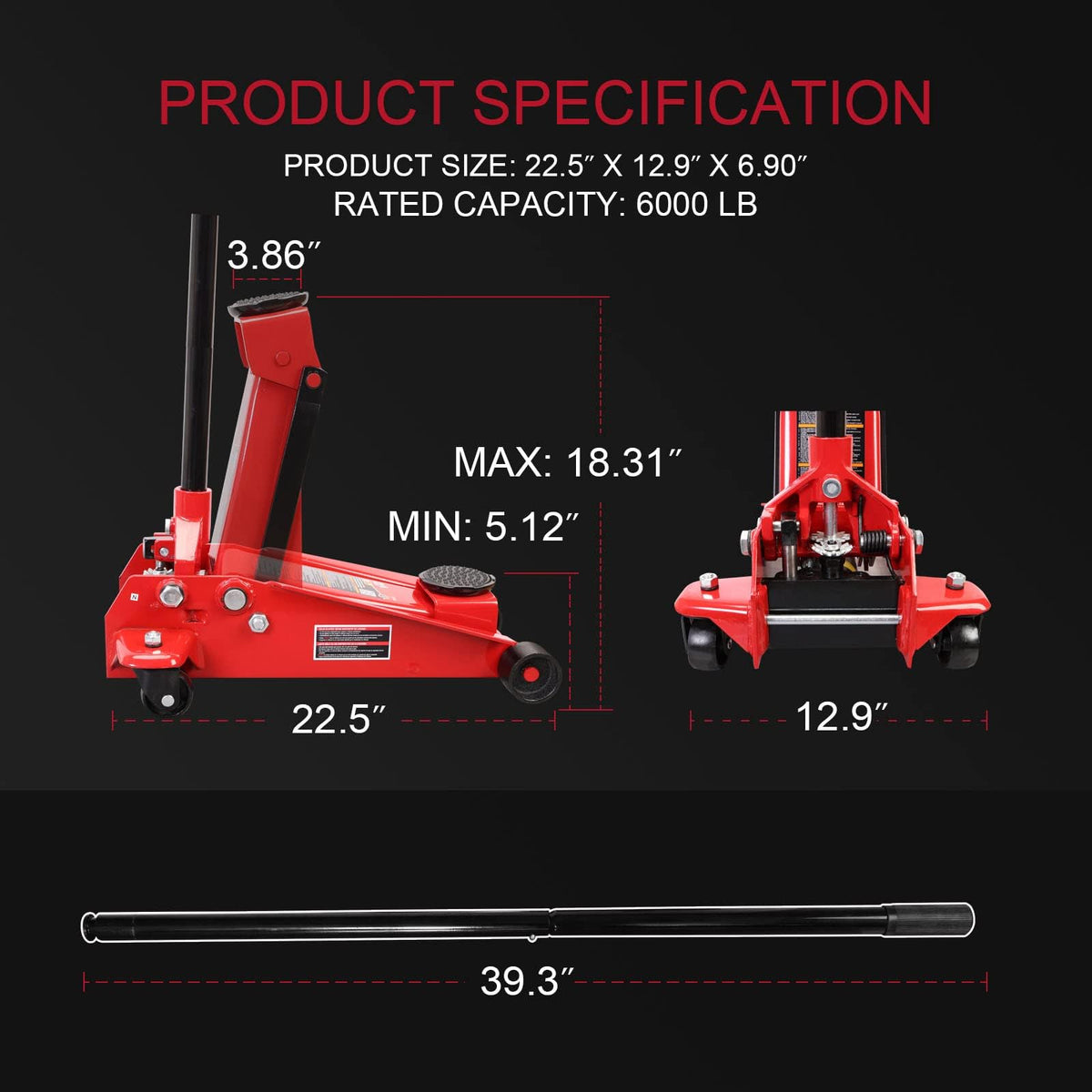 3-Ton Heavy Duty Hydraulic Floor Jack V523375