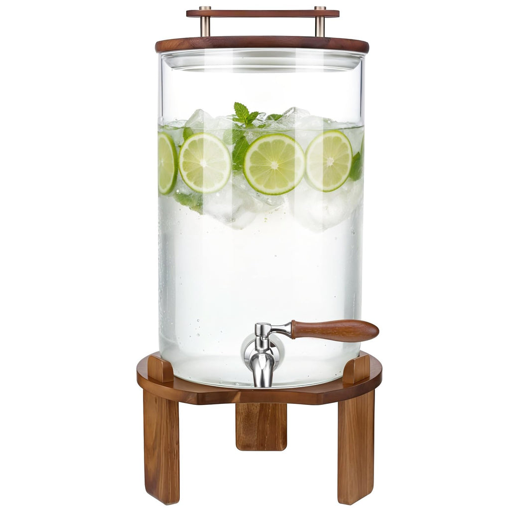 2.1 Gallon Glass Beverage Dispenser with Stand and Stainless Steel Spigot U243044