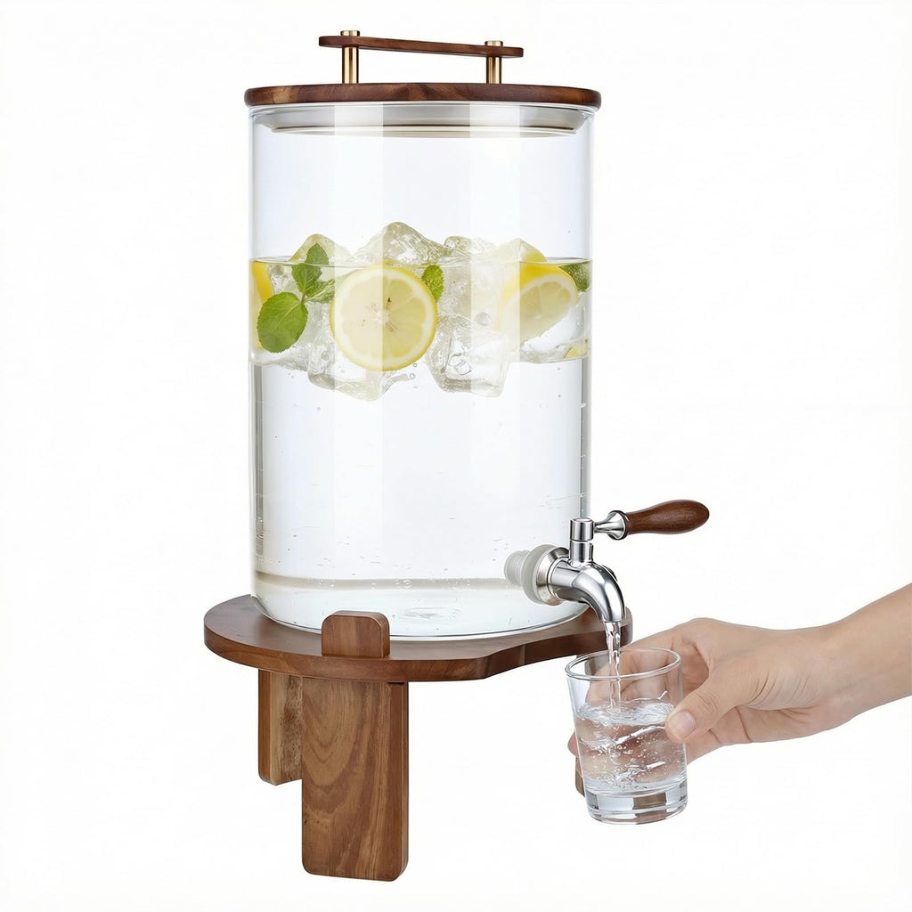 2.1 Gallon Glass Beverage Dispenser with Stand and Stainless Steel Spigot U243044
