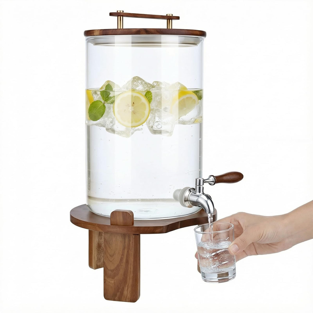 2.1 Gallon Glass Beverage Dispenser with Stand and Stainless Steel Spigot U243044