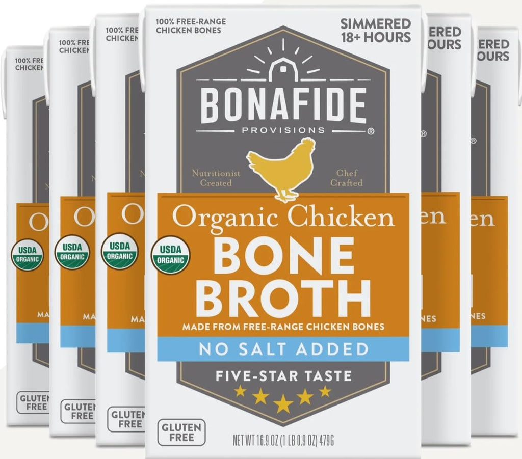 Organic Chicken Bone Broth No Salt Added 16.9oz 6 Pack K440