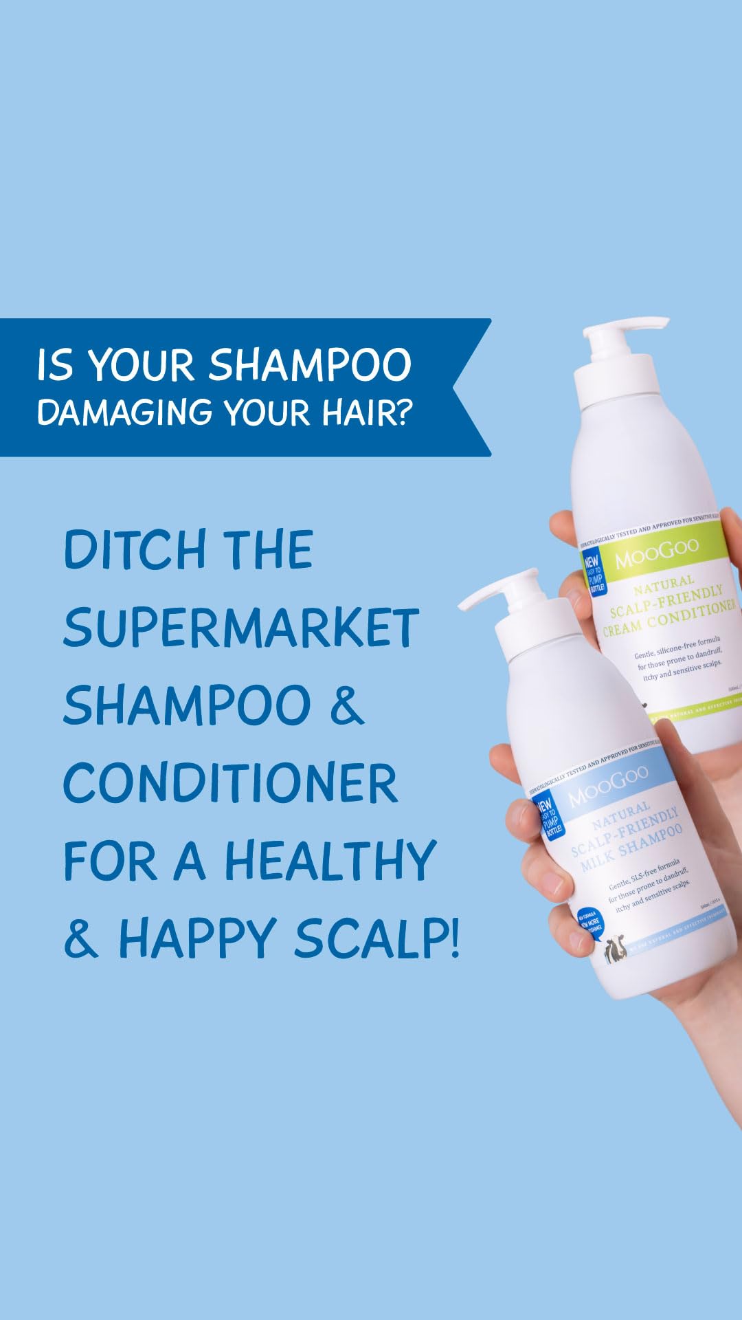 Natural Milk Shampoo & Cream Conditioner Pack - Sulphate-Free, Silicone-Free, Paraben-Free - 2x 16.9 fl oz U812