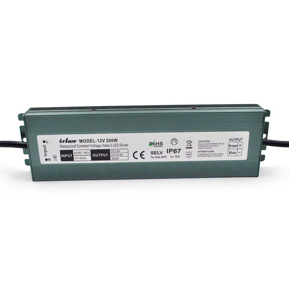 2 Pack 12V 200W Waterproof IP67 LED Driver T990568