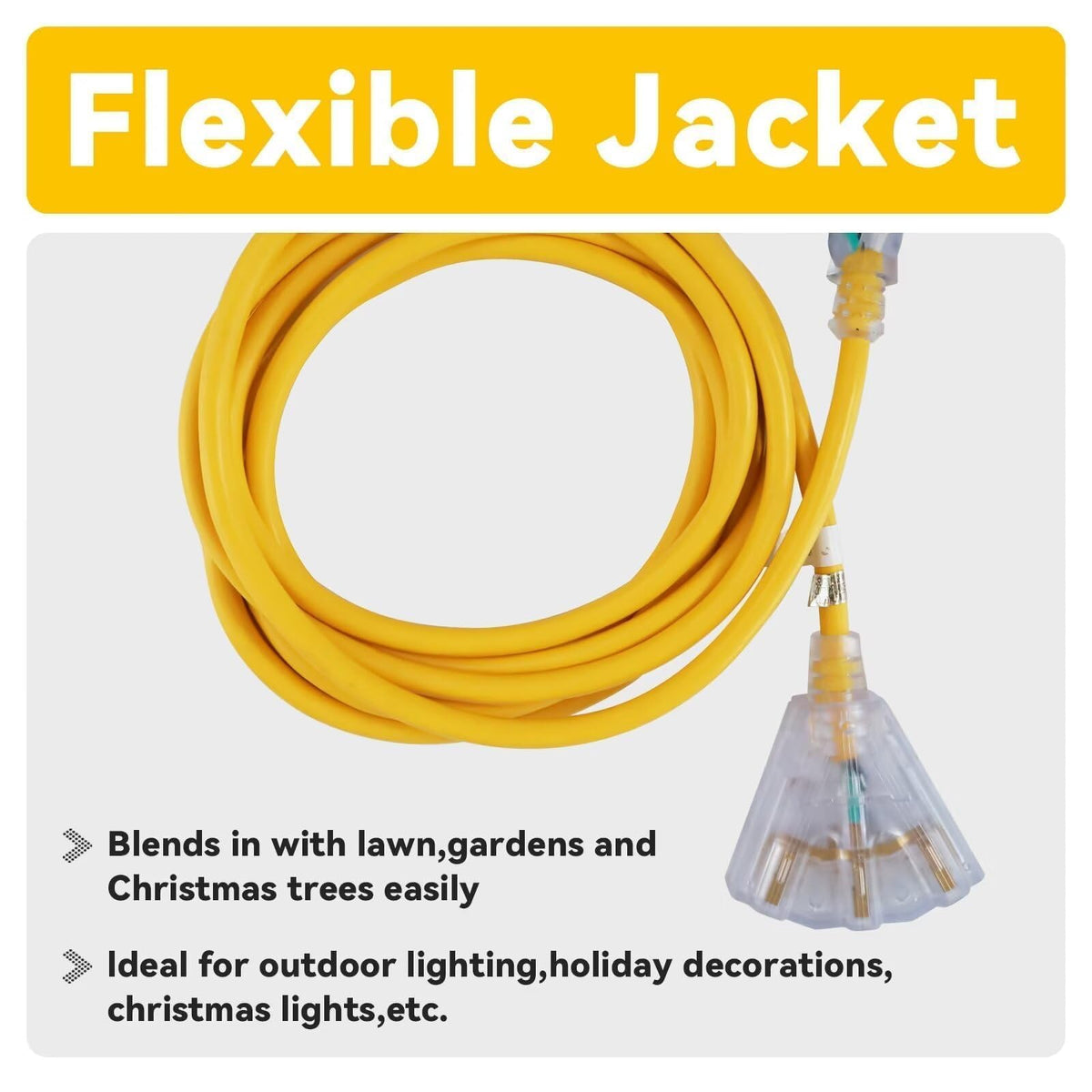 50 Ft Outdoor Extension Cord 3 Outlets Yellow L631