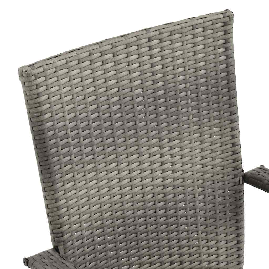 2 Pcs Grey Poly Rattan Stackable Patio Chairs O1365