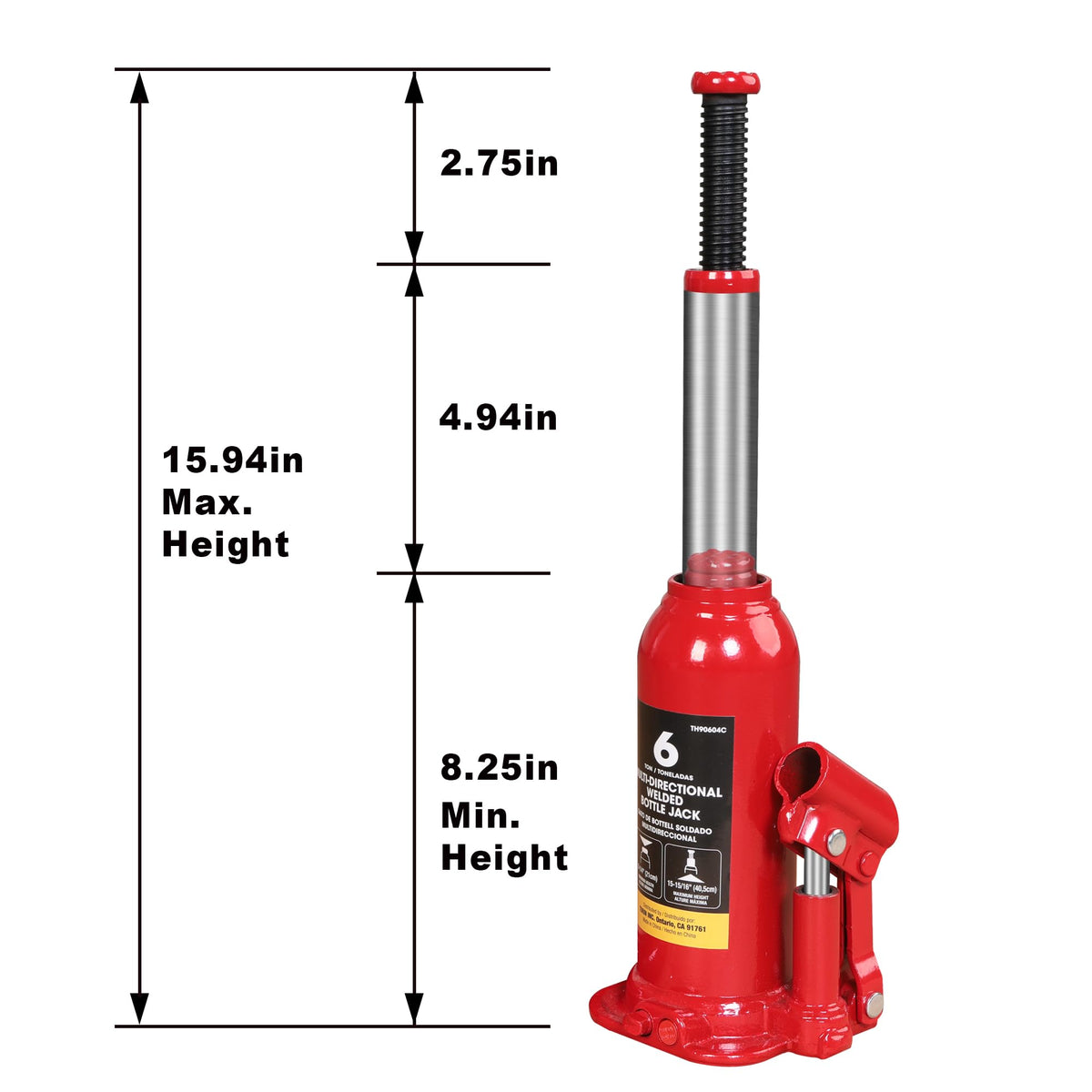 6 Ton Red Welded Car Bottle Jack N713