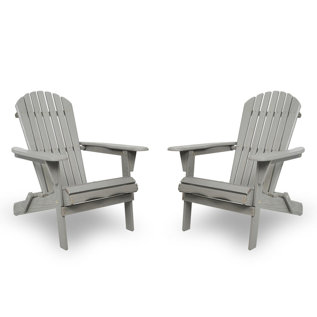 Wood Folding Adirondack Chair Set of 2 Solid Cedar R84508