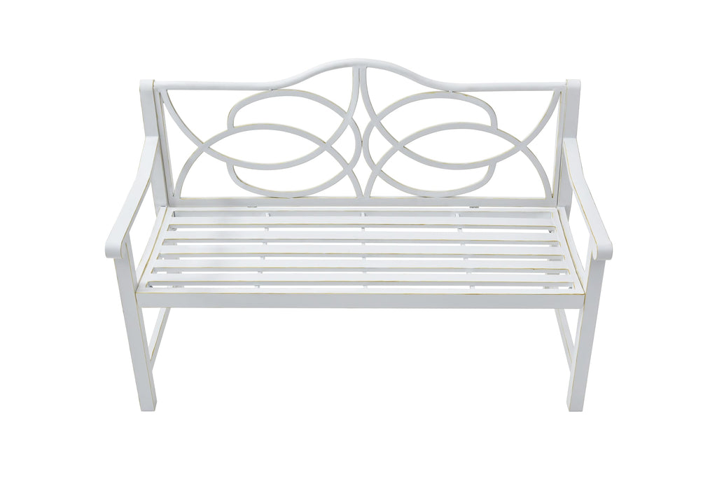 50" Outdoor Metal Park Bench with Backrest and Armrest I649