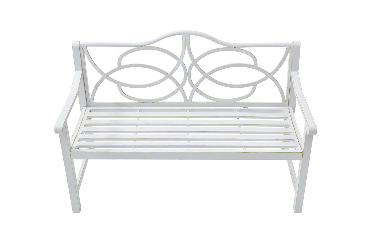 50" Outdoor Metal Park Bench with Backrest and Armrest I649