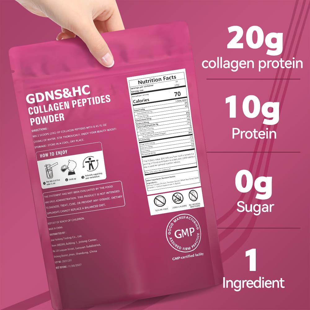 Unflavored Hydrolyzed Collagen Peptides Powder 16 oz N368