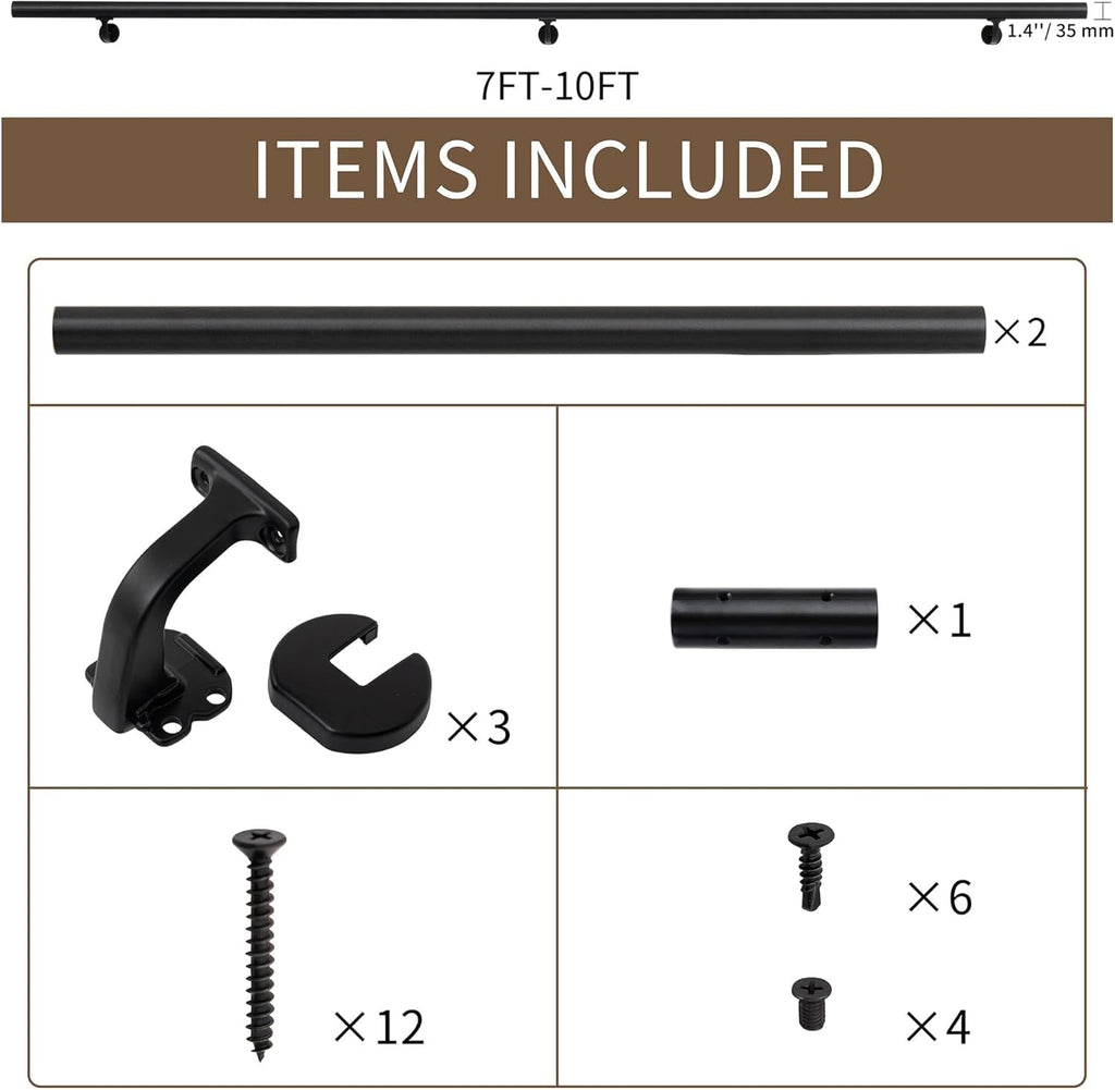 7 FT Matte Black Aluminum Handrail Set P3648